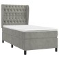 vidaXL Cama box spring con colchón terciopelo gris claro 80x200 cm vidaXL Cama box spring con colchón terciopelo gris claro 80x200 cm