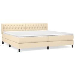 vidaXL Cama box spring con colchón tela color crema 200x200 cm