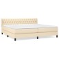 vidaXL Cama box spring con colchón tela color crema 200x200 cm