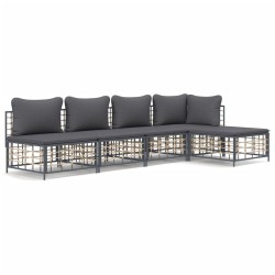 vidaXL Juego de muebles de jardín 5 pzas cojines antracita ratán PE