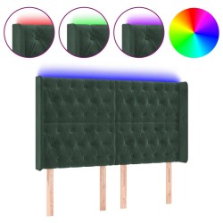 vidaXL Cabecero con LED de terciopelo verde oscuro 163x16x118/128 cm