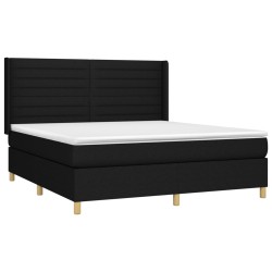 vidaXL Cama box spring con colchón tela negro 160x200 cm