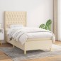 vidaXL Cama box spring con colchón tela color crema 100x200 cm vidaXL Cama box spring con colchón tela color crema 100x200 cm