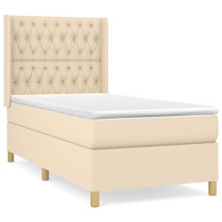 vidaXL Cama box spring con colchón tela color crema 100x200 cm