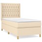vidaXL Cama box spring con colchón tela color crema 100x200 cm vidaXL Cama box spring con colchón tela color crema 100x200 cm