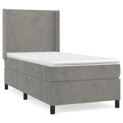 vidaXL Cama box spring con colchón terciopelo gris claro 80x200 cm