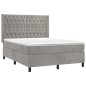 vidaXL Cama box spring con colchón terciopelo gris claro 140x190 cm vidaXL Cama box spring con colchón terciopelo gris claro 140x190 cm