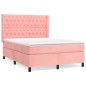 vidaXL Cama box spring con colchón terciopelo rosa 140x190 cm vidaXL Cama box spring con colchón terciopelo rosa 140x190 cm