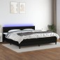 vidaXL Cama box spring colchón y luces LED tela negro 200x200 cm