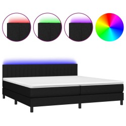 vidaXL Cama box spring colchón y luces LED tela negro 200x200 cm