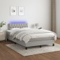 vidaXL Cama box spring con colchón tela y LED gris claro 120x200 cm vidaXL Cama box spring con colchón tela y LED gris claro 120x200 cm