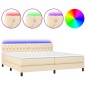 vidaXL Cama box spring colchón y luces LED tela crema 200x200 cm vidaXL Cama box spring colchón y luces LED tela crema 200x200 cm