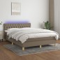 vidaXL Cama box spring con colchón LED tela gris taupe 140x200 cm vidaXL Cama box spring con colchón LED tela gris taupe 140x200 cm