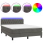 vidaXL Cama box spring colchón y LED terciopelo gris oscuro 140x200 cm vidaXL Cama box spring colchón y LED terciopelo gris oscuro 140x200 cm