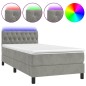 vidaXL Cama box spring colchón y LED terciopelo gris claro 100x200 cm vidaXL Cama box spring colchón y LED terciopelo gris claro 100x200 cm