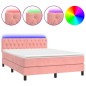 vidaXL Cama box spring colchón y LED terciopelo rosa 140x190 cm vidaXL Cama box spring colchón y LED terciopelo rosa 140x190 cm