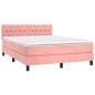 vidaXL Cama box spring colchón y LED terciopelo rosa 140x190 cm vidaXL Cama box spring colchón y LED terciopelo rosa 140x190 cm