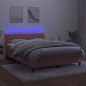 vidaXL Cama box spring colchón y LED terciopelo rosa 140x190 cm vidaXL Cama box spring colchón y LED terciopelo rosa 140x190 cm