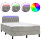 vidaXL Cama box spring colchón y LED terciopelo gris claro 120x200 cm vidaXL Cama box spring colchón y LED terciopelo gris claro 120x200 cm