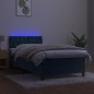 vidaXL Cama box spring colchón y LED terciopelo azul oscuro 100x200 cm
