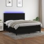 vidaXL Cama box spring colchón y luces LED tela negro 160x200 cm vidaXL Cama box spring colchón y luces LED tela negro 160x200 cm