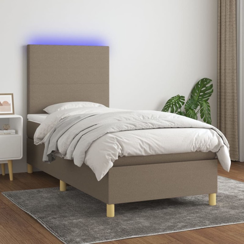 vidaXL Cama box spring colchón y luces LED gris taupe 80x200 cm vidaXL Cama box spring colchón y luces LED gris taupe 80x200 cm