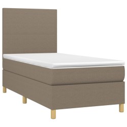 vidaXL Cama box spring colchón y luces LED gris taupe 80x200 cm