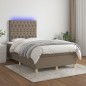 vidaXL Cama box spring con colchón y LED tela gris taupe 120x200 cm vidaXL Cama box spring con colchón y LED tela gris taupe 120x200 cm
