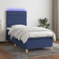 vidaXL Cama box spring colchón y luces LED tela azul 100x200 cm vidaXL Cama box spring colchón y luces LED tela azul 100x200 cm