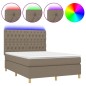vidaXL Cama box spring colchón y luces LED tela gris taupe 140x190 cm vidaXL Cama box spring colchón y luces LED tela gris taupe 140x190 cm