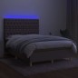 vidaXL Cama box spring colchón y luces LED tela gris taupe 140x190 cm vidaXL Cama box spring colchón y luces LED tela gris taupe 140x190 cm