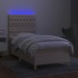 vidaXL Cama box spring colchón y luces LED tela crema 90x200 cm vidaXL Cama box spring colchón y luces LED tela crema 90x200 cm