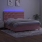 vidaXL Cama box spring colchón y LED terciopelo rosa 160x200 cm vidaXL Cama box spring colchón y LED terciopelo rosa 160x200 cm