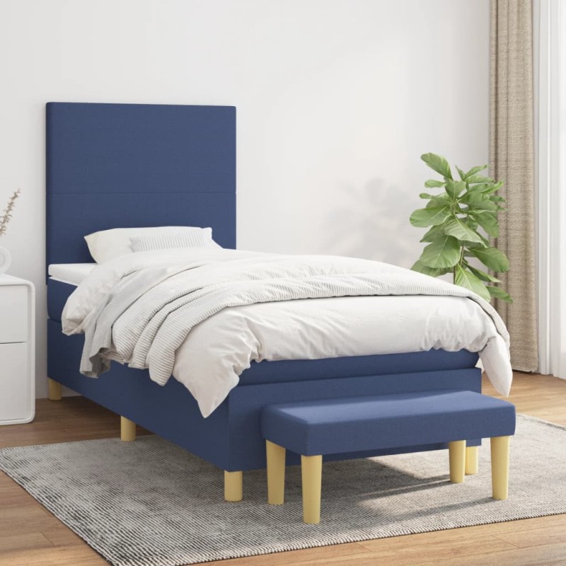 vidaXL Cama box spring con colchón tela azul 80x200 cm vidaXL Cama box spring con colchón tela azul 80x200 cm