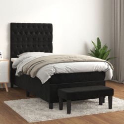 vidaXL Cama box spring con colchón terciopelo negro 80x200 cm