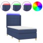 vidaXL Cama box spring colchón y luces LED tela azul 90x190 cm