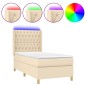 vidaXL Cama box spring colchón y luces LED tela crema 100x200 cm vidaXL Cama box spring colchón y luces LED tela crema 100x200 cm