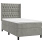 vidaXL Cama box spring colchón y LED terciopelo gris claro 90x190 cm vidaXL Cama box spring colchón y LED terciopelo gris claro 90x190 cm