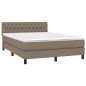 vidaXL Cama box spring con colchón tela gris taupe 140x190 cm vidaXL Cama box spring con colchón tela gris taupe 140x190 cm