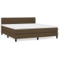 vidaXL Cama box spring con colchón tela marrón oscuro 180x200 cm