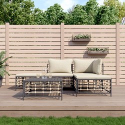 vidaXL Juego de muebles de jardín 5 pzas cojines antracita ratán PE