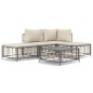 vidaXL Juego de muebles de jardín 5 pzas cojines antracita ratán PE vidaXL Juego de muebles de jardín 5 pzas cojines antracita ratán PE