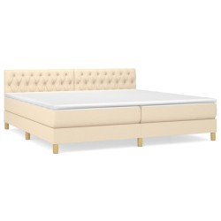 vidaXL Cama box spring con colchón tela color crema 200x200 cm
