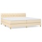 vidaXL Cama box spring con colchón tela color crema 200x200 cm