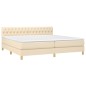 vidaXL Cama box spring con colchón tela color crema 200x200 cm