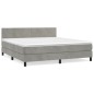 vidaXL Cama box spring con colchón terciopelo gris claro 160x200 cm vidaXL Cama box spring con colchón terciopelo gris claro 160x200 cm