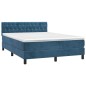 vidaXL Cama box spring con colchón terciopelo azul oscuro 140x200 cm vidaXL Cama box spring con colchón terciopelo azul oscuro 140x200 cm