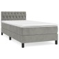 vidaXL Cama box spring con colchón terciopelo gris claro 90x190 cm