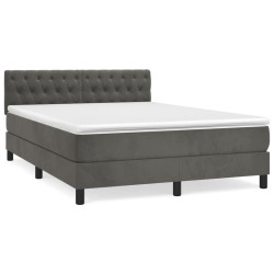 vidaXL Cama box spring con colchón terciopelo gris oscuro 140x190 cm