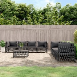 vidaXL Juego muebles de jardín 9 pzas y cojines acero gris antracita